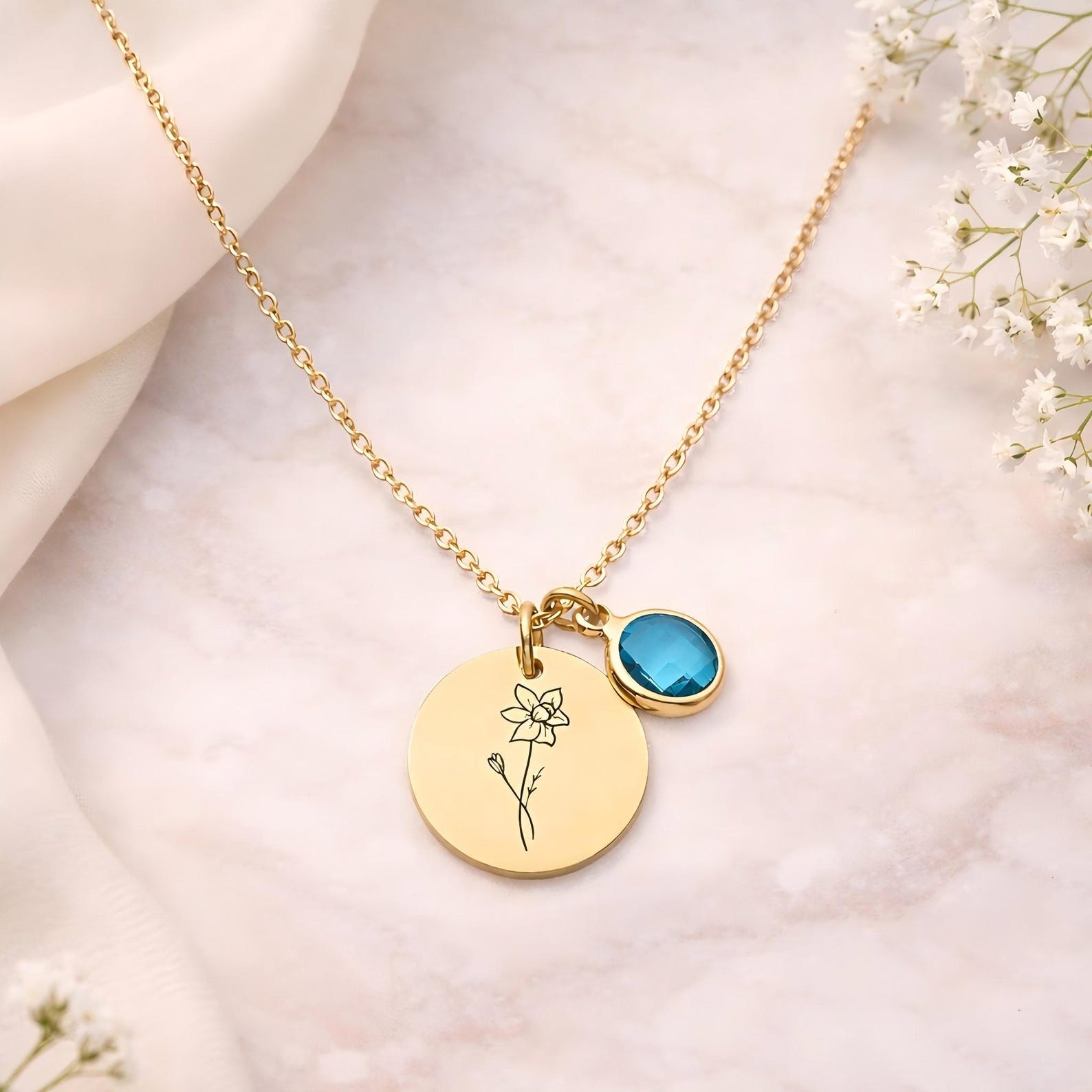 Personalized Birth Flower Necklace